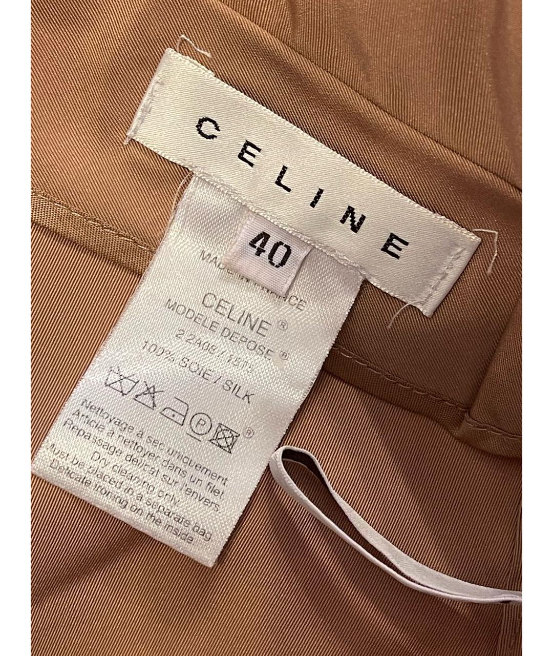 CELINE PRE-OWNED Бежевая шелковая юбка мини, фото 3