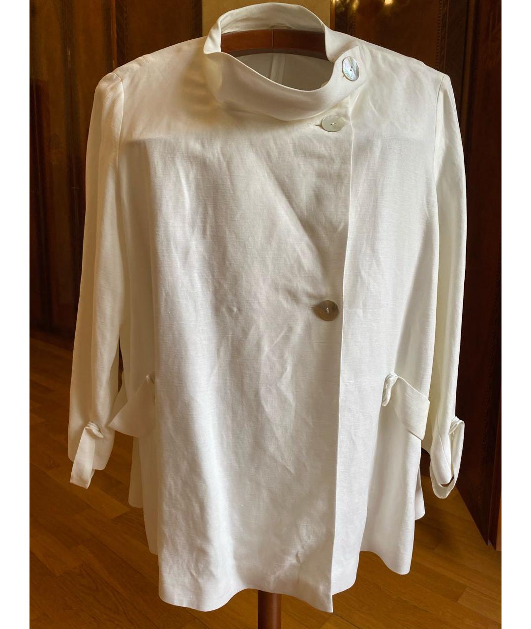 MARINA RINALDI Белый льняной жакет/пиджак, фото 7