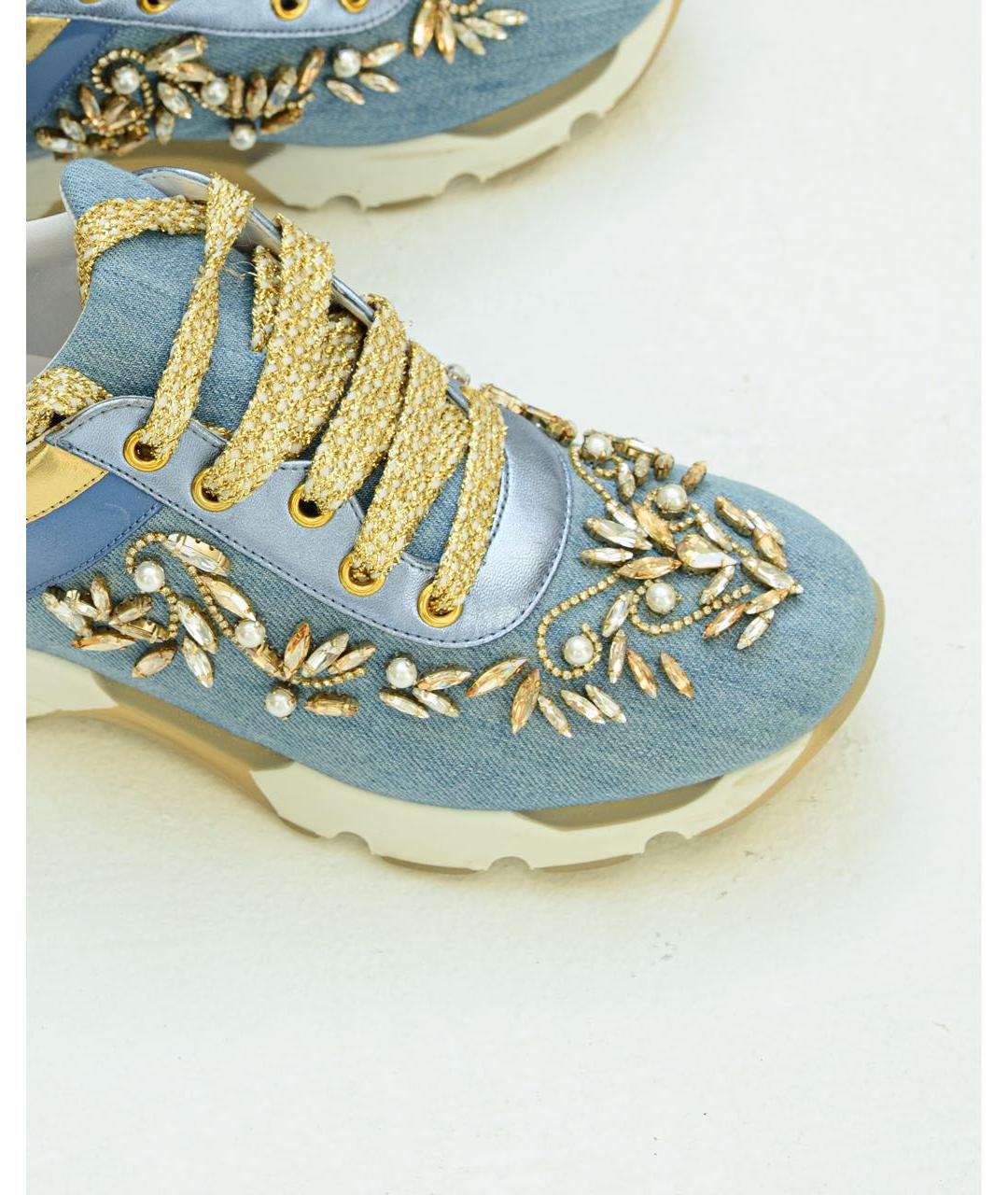 RENE CAOVILLA Голубые текстильные кроссовки, фото 2