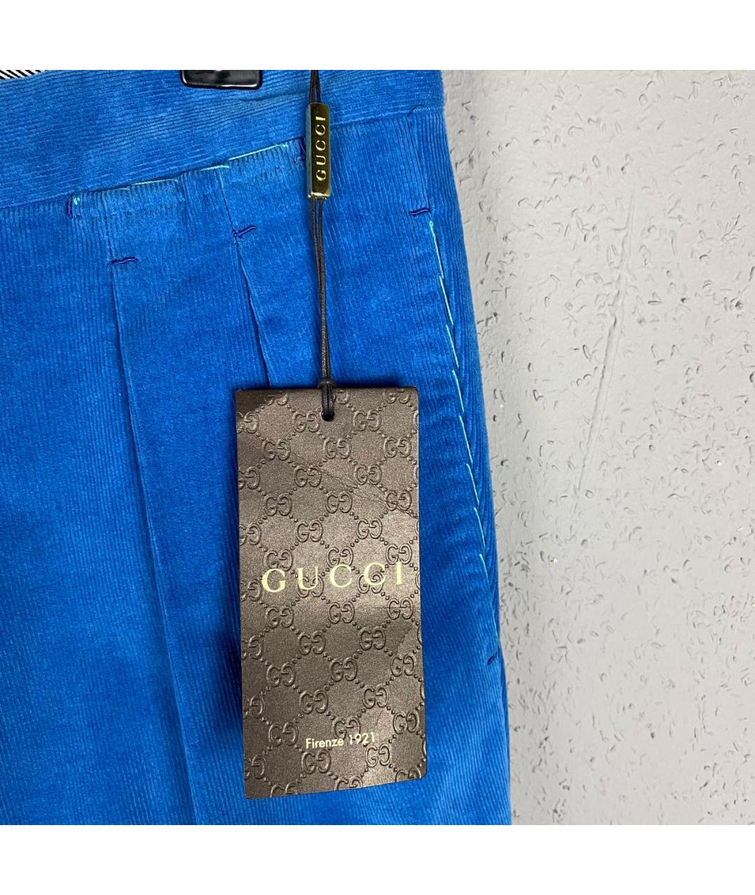 GUCCI Синие велюровые классические брюки, фото 2