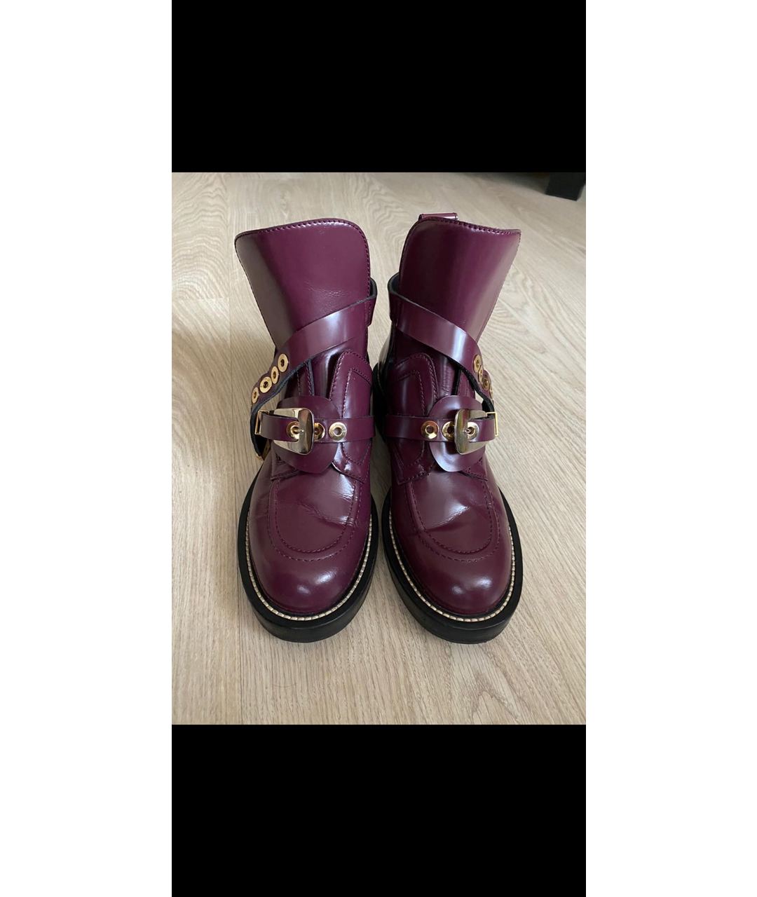BALENCIAGA Бордовые кожаные ботинки, фото 2