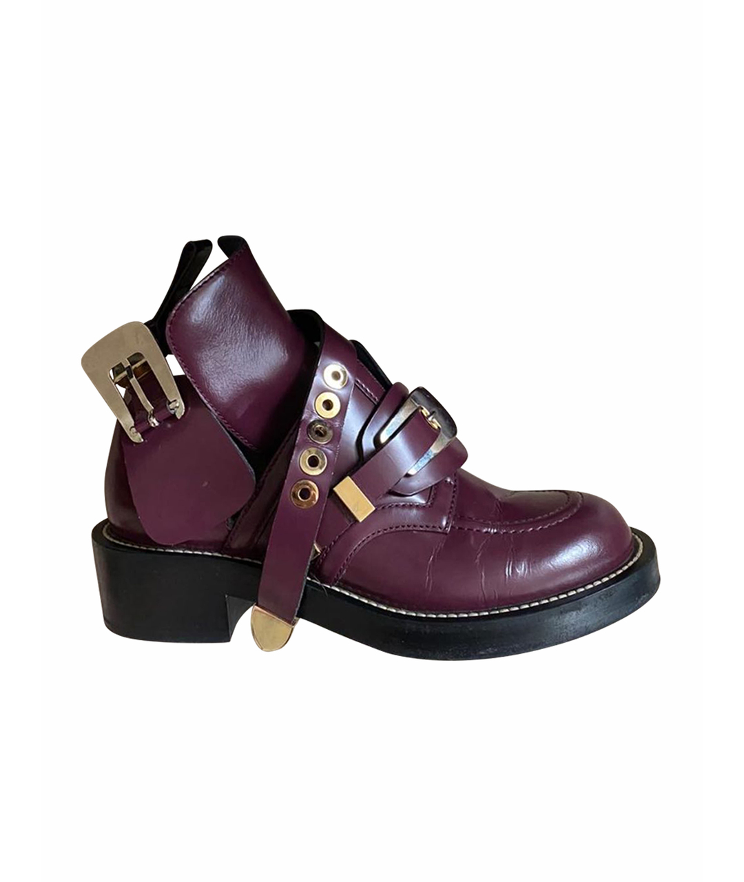 BALENCIAGA Бордовые кожаные ботинки, фото 1