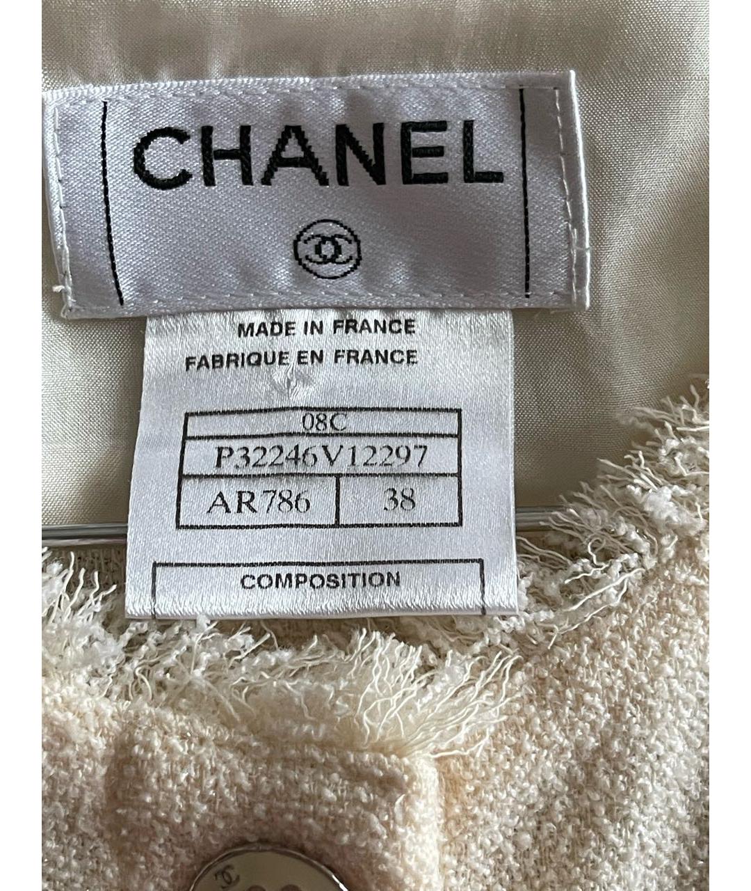CHANEL PRE-OWNED Бежевый шерстяной жакет/пиджак, фото 3