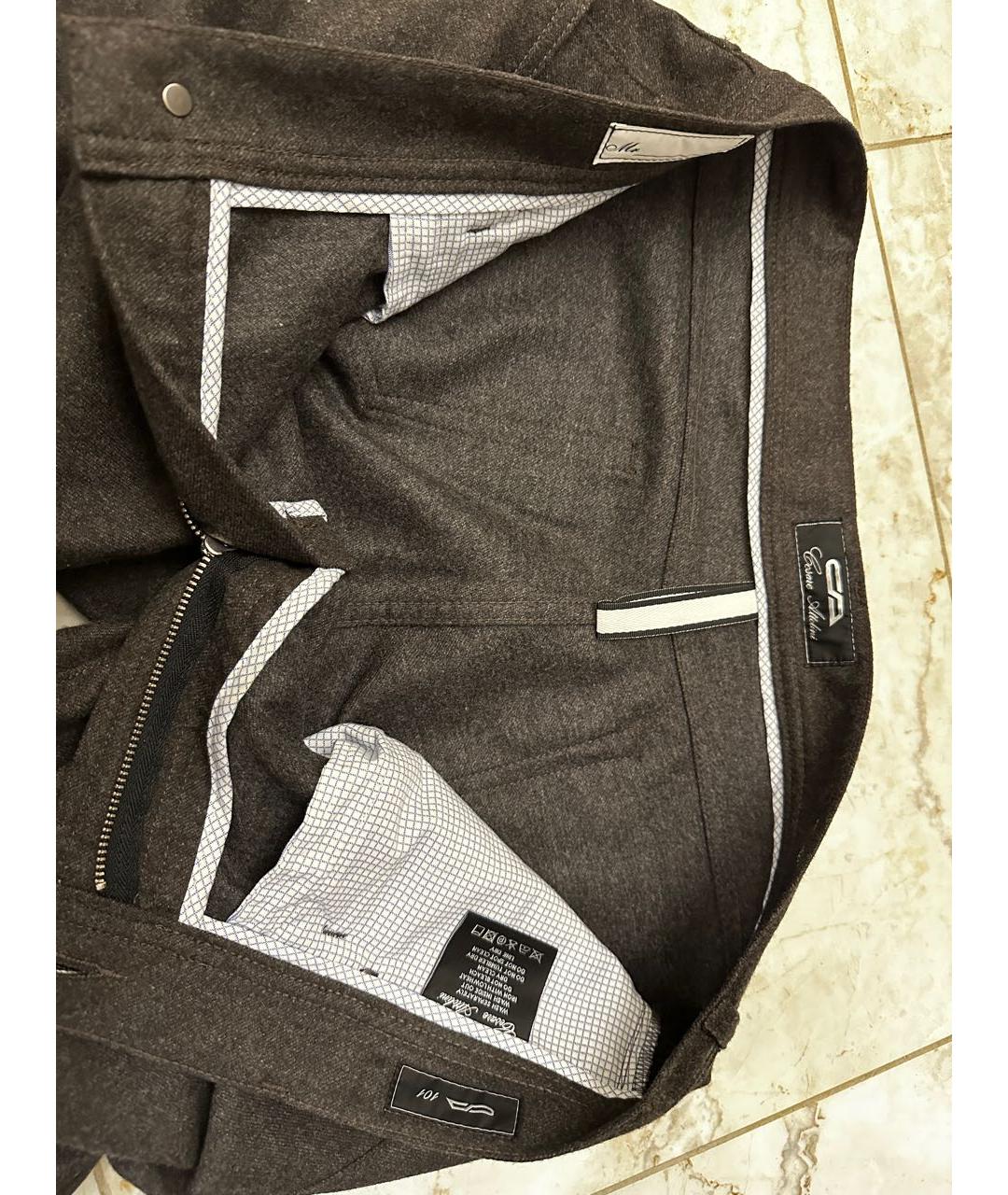 Cesare Attolini Коричневые шерстяные повседневные брюки, фото 3