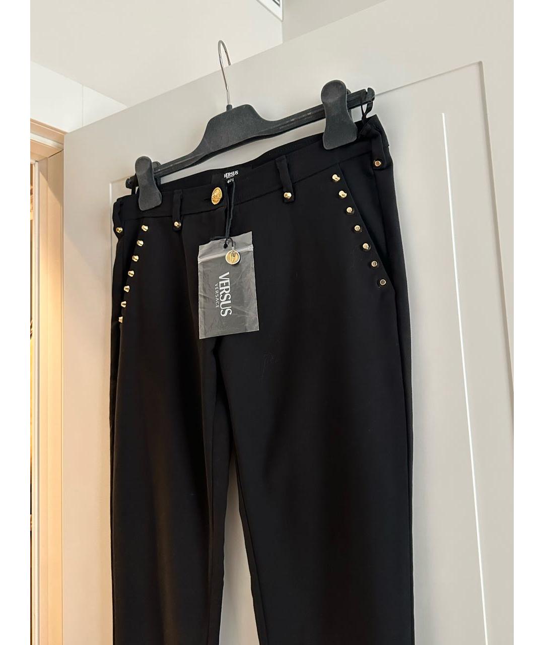 VERSUS Черные полиамидовые брюки узкие, фото 3