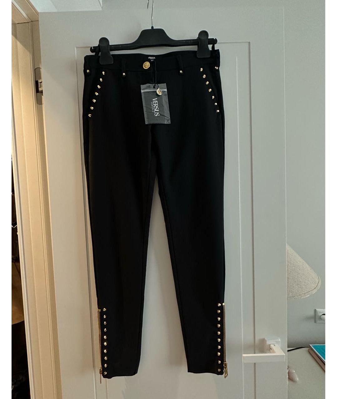 VERSUS Черные полиамидовые брюки узкие, фото 5