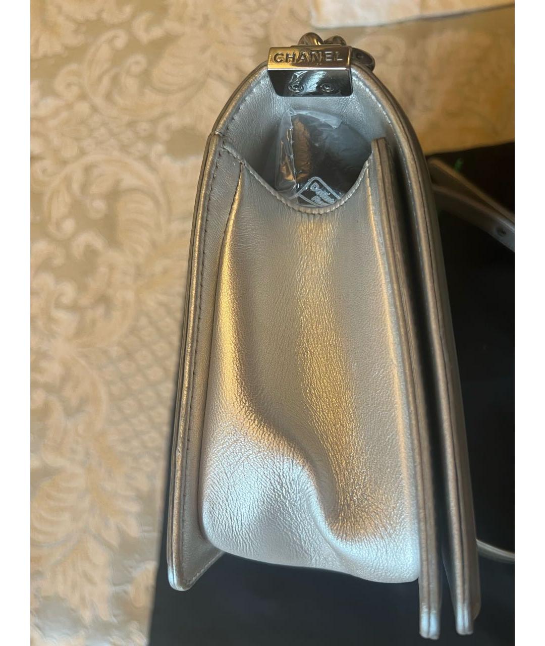 CHANEL PRE-OWNED Серебряная кожаная сумка через плечо, фото 4