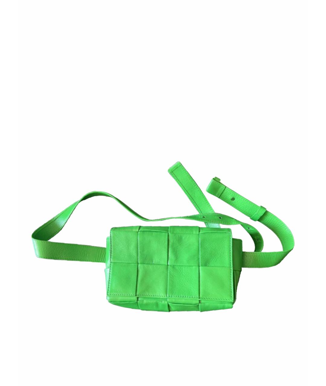 BOTTEGA VENETA Зеленая кожаная поясная сумка, фото 1
