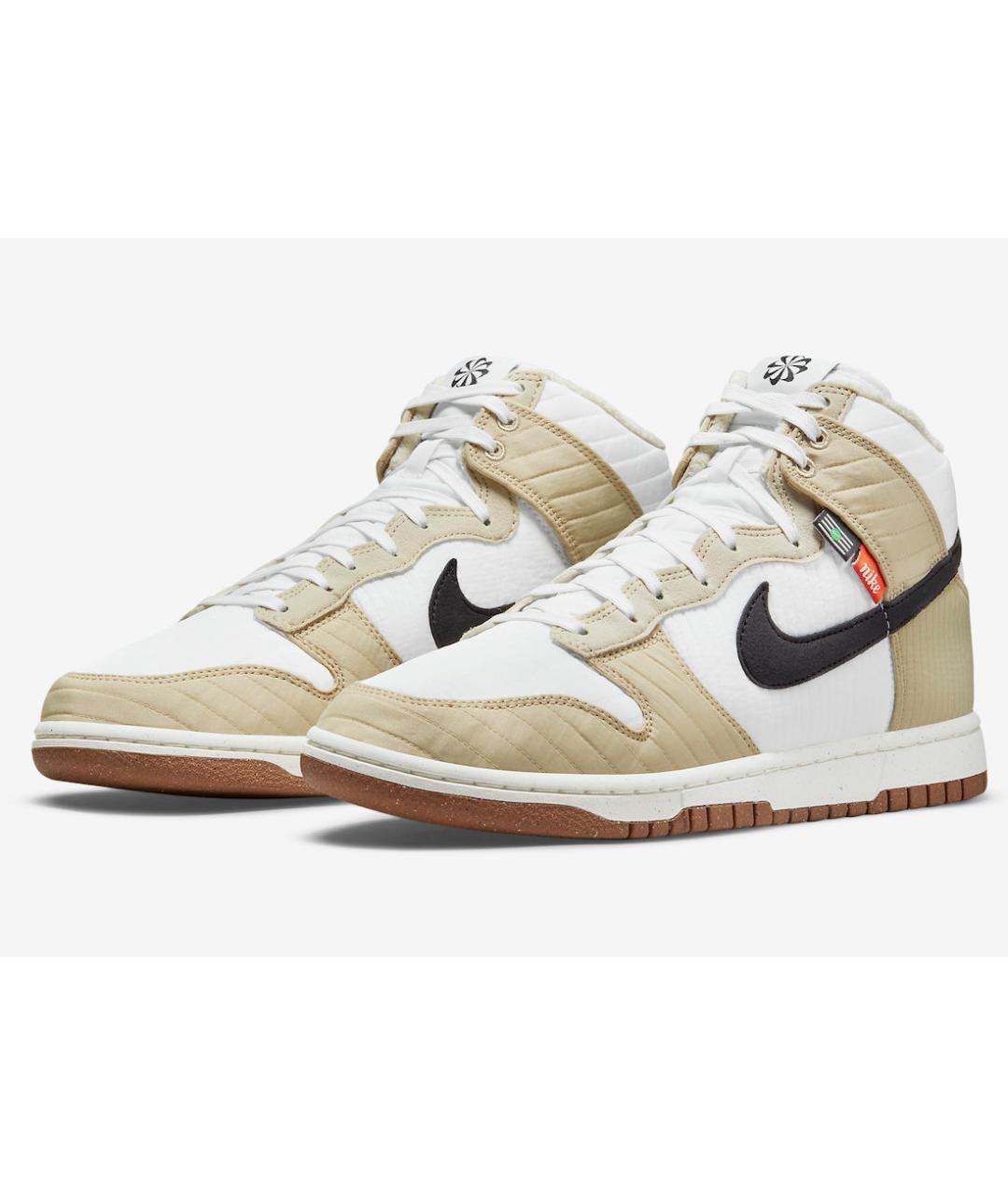 NIKE Бежевые кожаные высокие кроссовки / кеды, фото 2