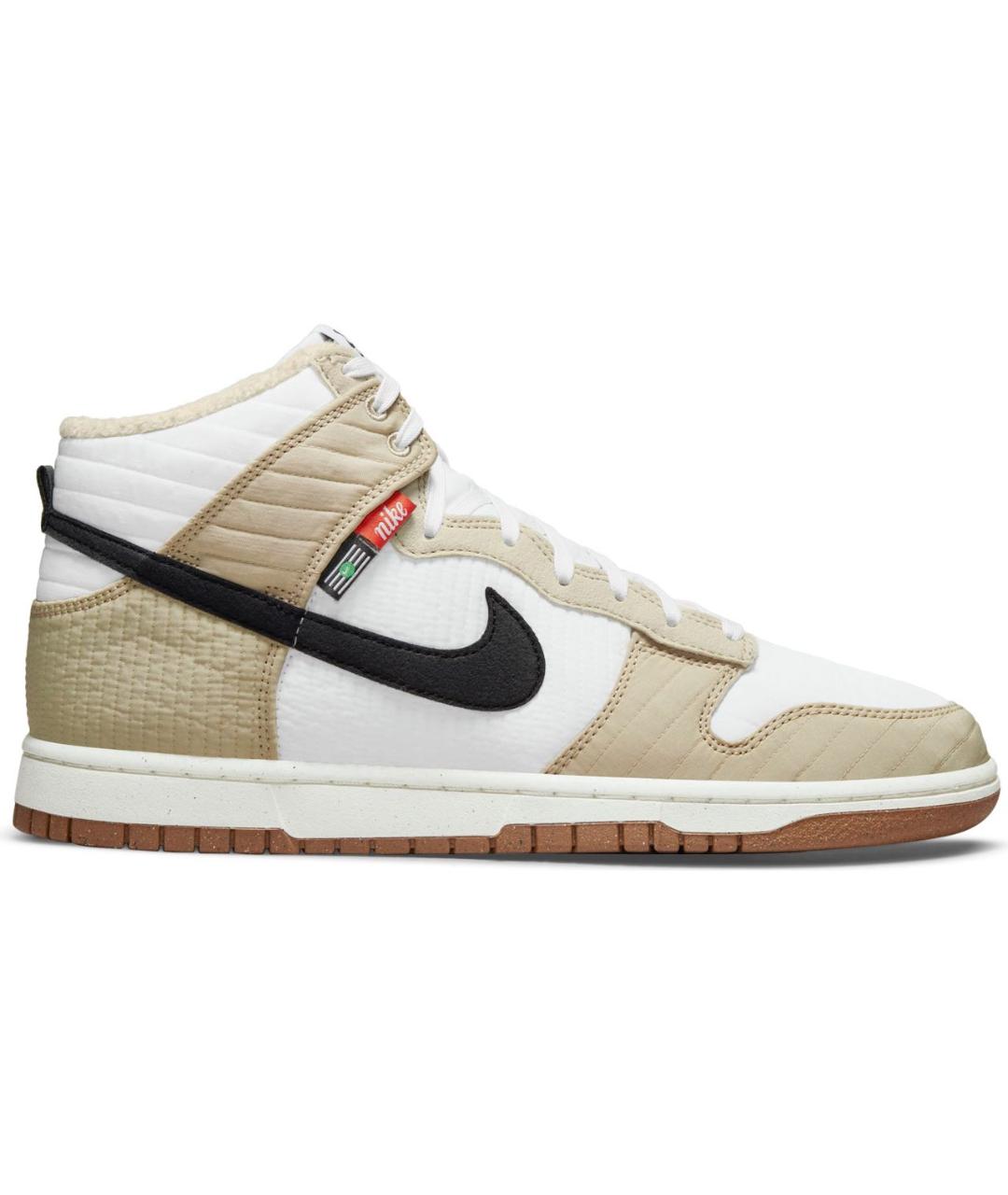 NIKE Бежевые кожаные высокие кроссовки / кеды, фото 3