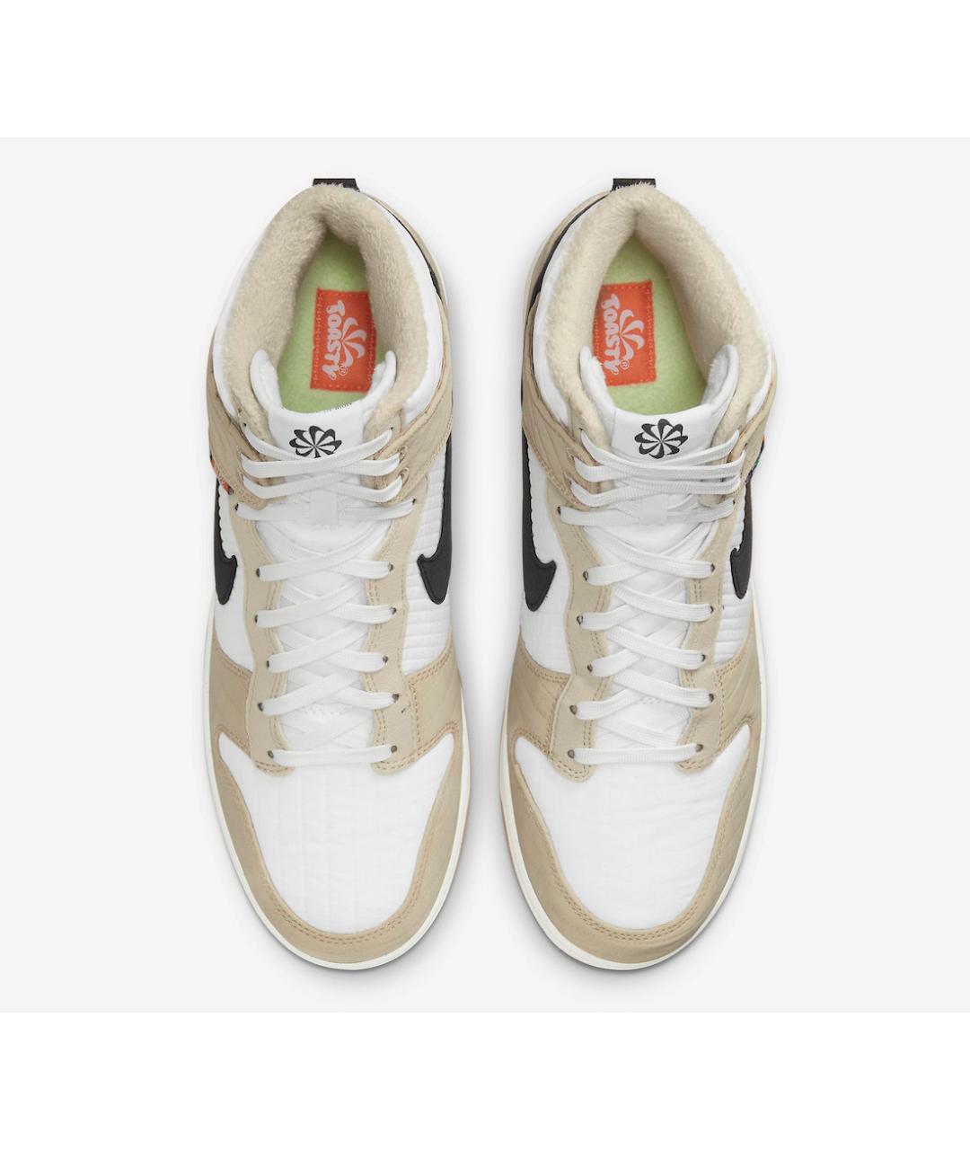 NIKE Бежевые кожаные высокие кроссовки / кеды, фото 4