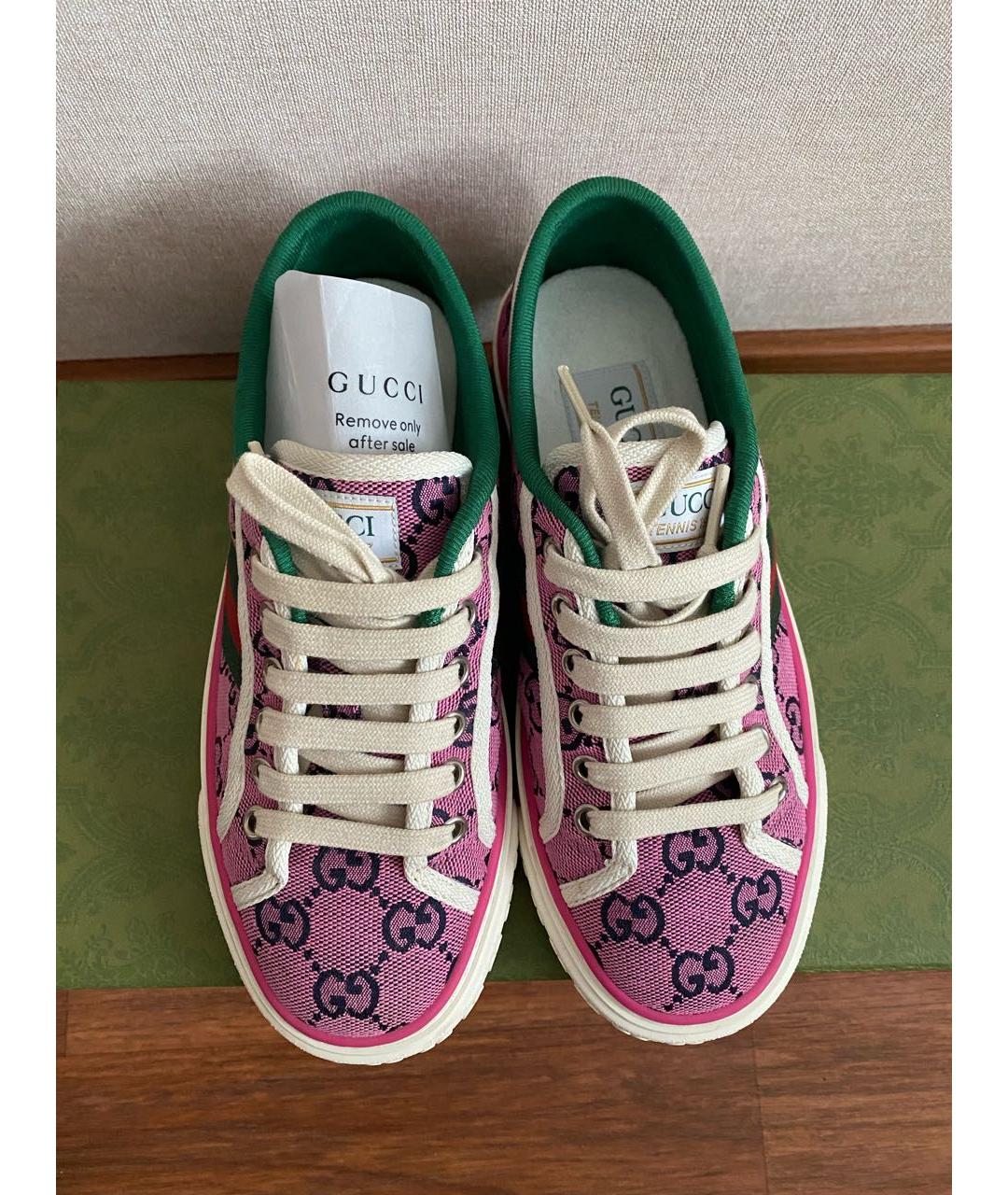 GUCCI Розовые текстильные кеды, фото 2