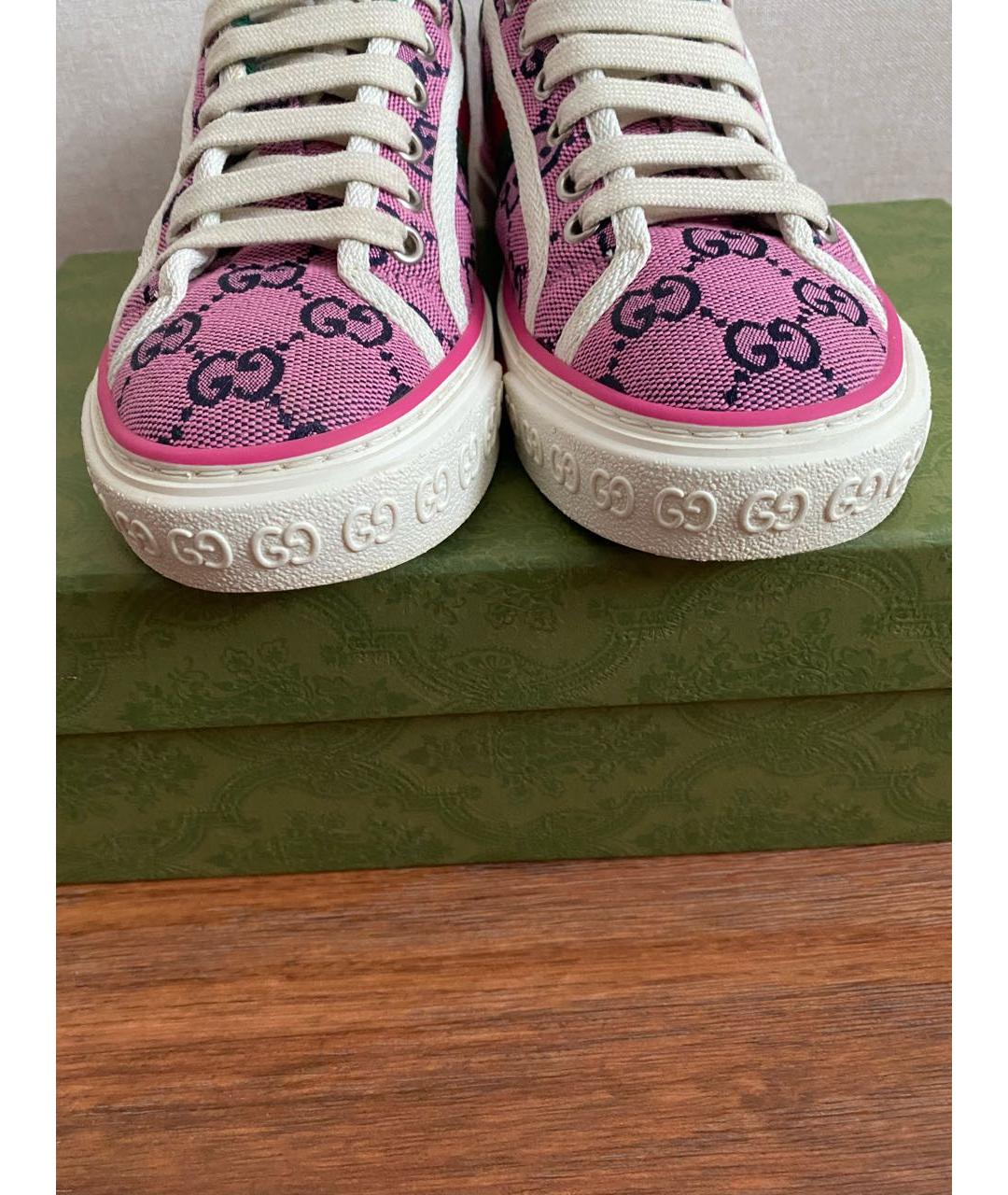 GUCCI Розовые текстильные кеды, фото 3