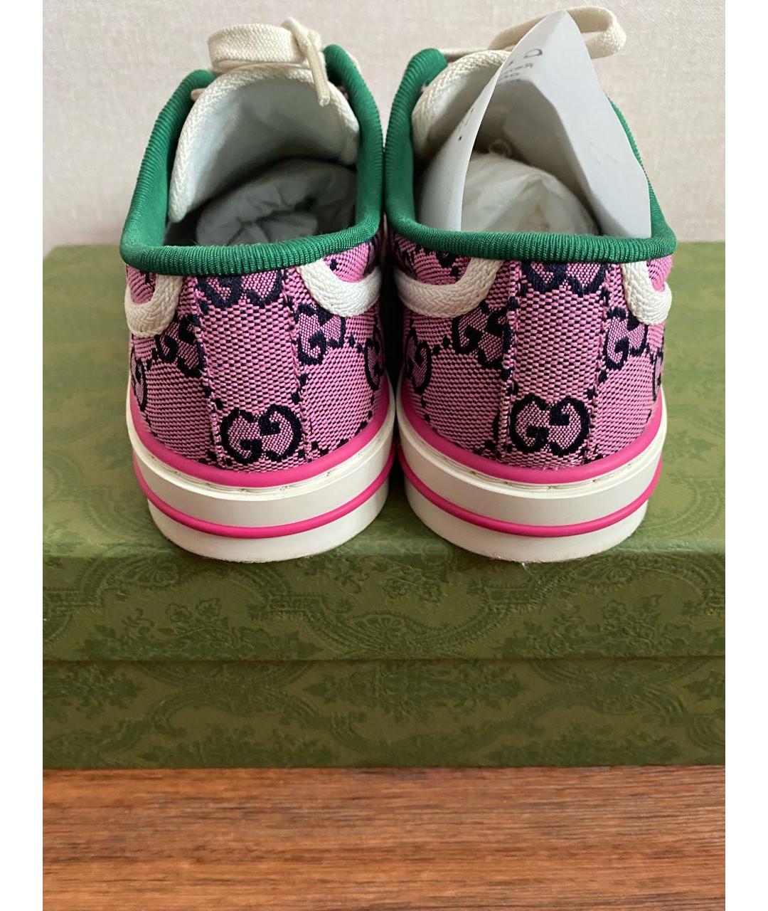 GUCCI Розовые текстильные кеды, фото 4