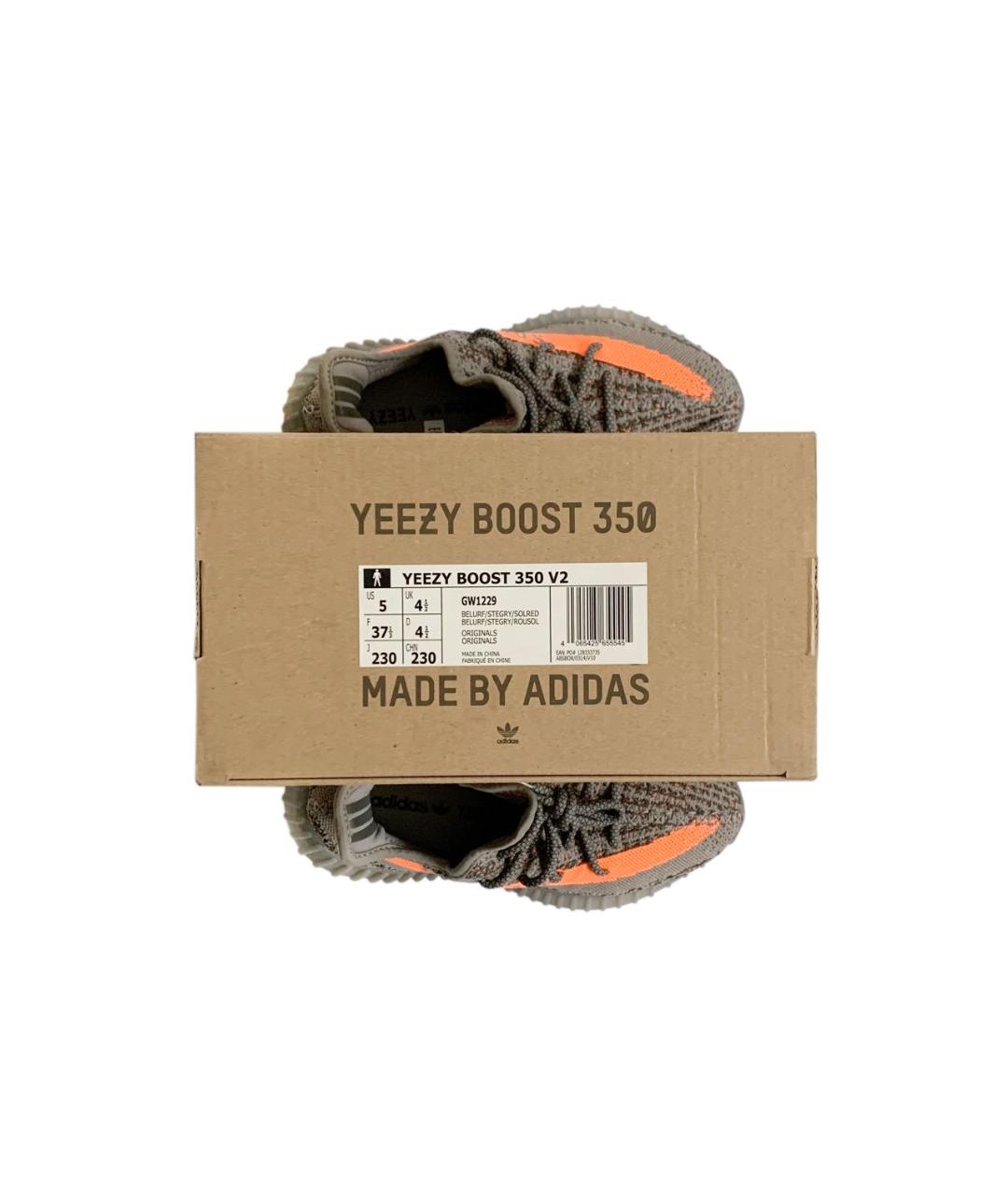 ADIDAS YEEZY Антрацитовые текстильные кроссовки, фото 4