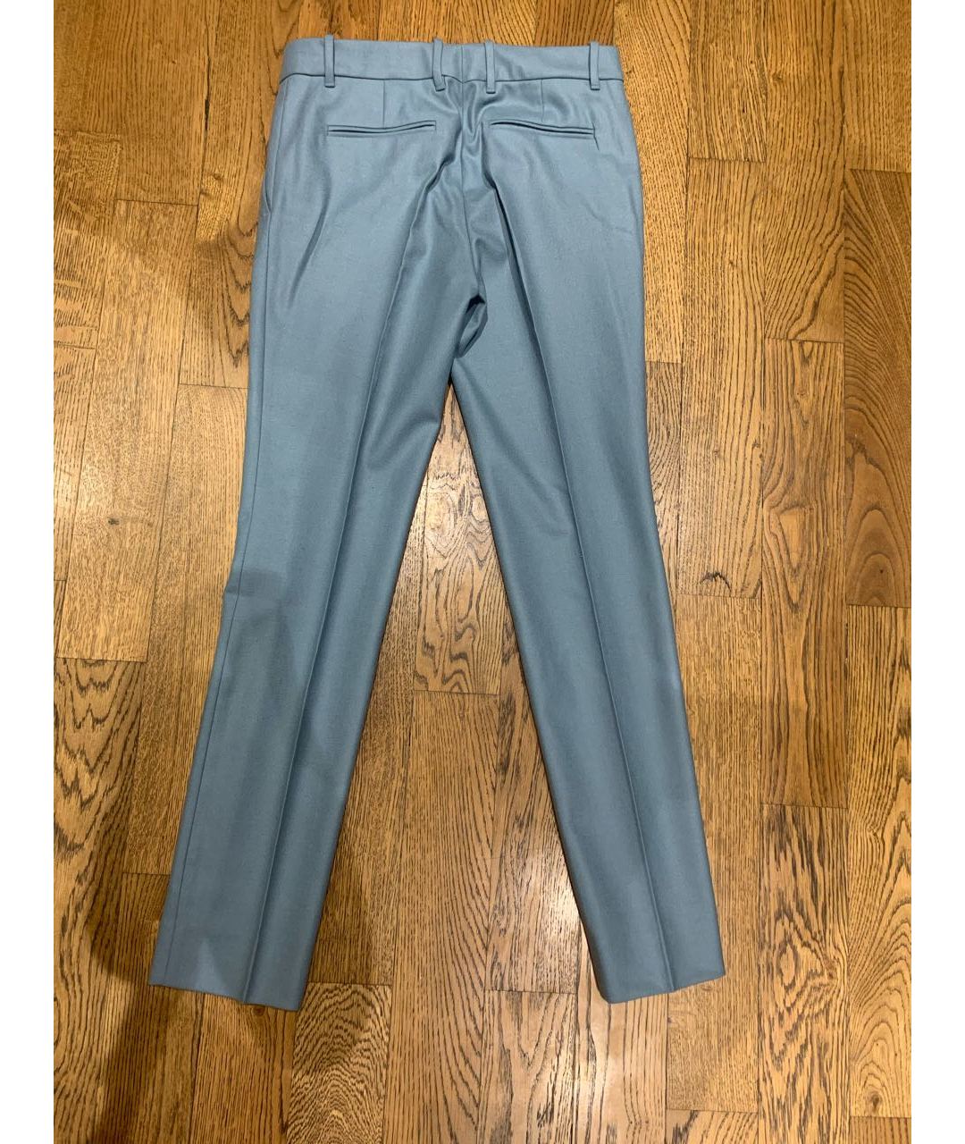 GUCCI Голубые шерстяные прямые брюки, фото 2