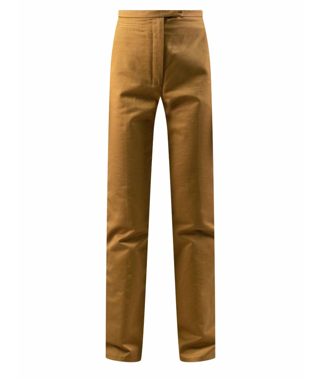 HERMES Коричневые хлопковые прямые брюки, фото 1