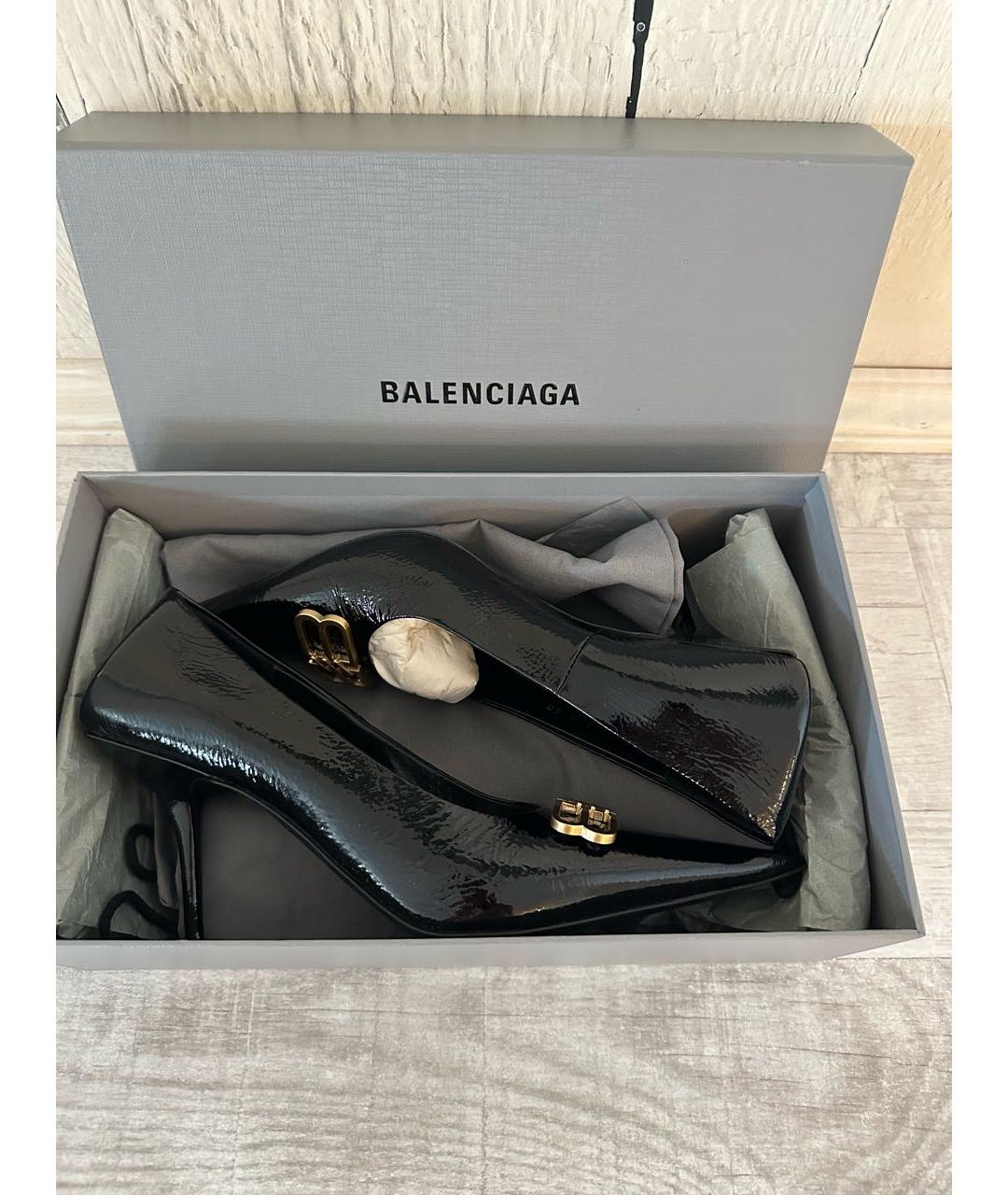 BALENCIAGA Черные туфли из лакированной кожи, фото 5
