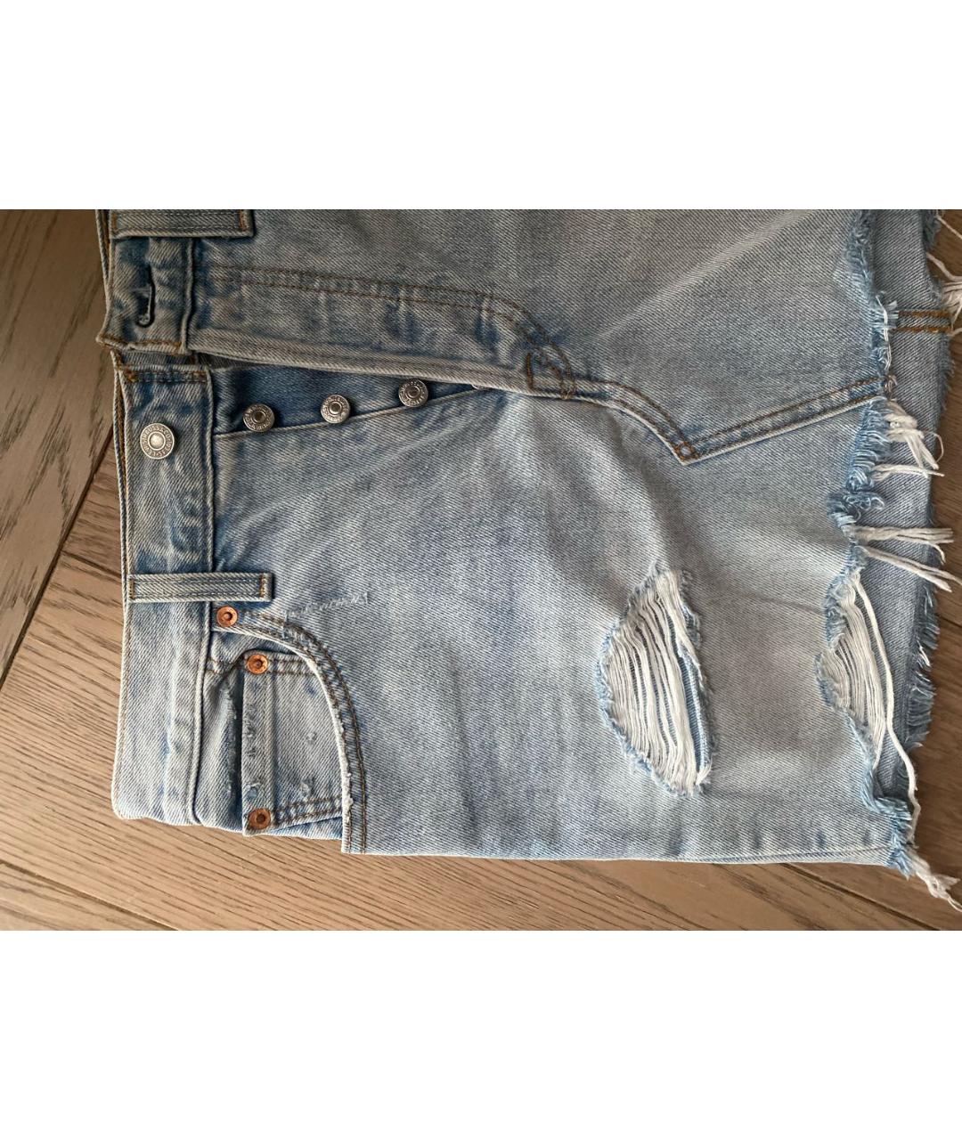 LEVI'S Голубая хлопковая юбка мини, фото 3