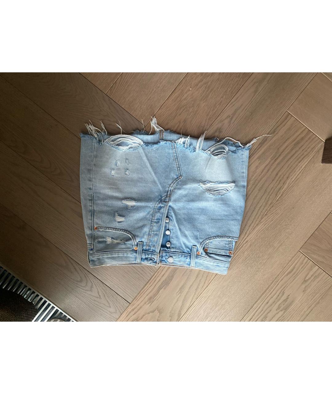 LEVI'S Голубая хлопковая юбка мини, фото 5