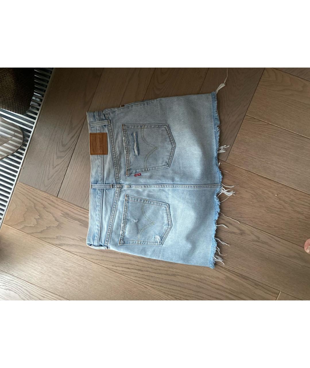 LEVI'S Голубая хлопковая юбка мини, фото 2