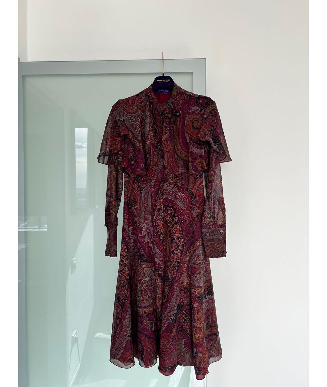 RALPH LAUREN PURPLE LABEL Бордовое шелковое повседневное платье, фото 5