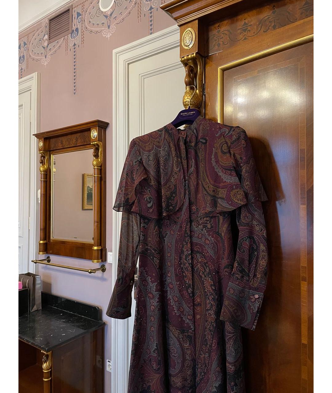 RALPH LAUREN PURPLE LABEL Бордовое шелковое повседневное платье, фото 4