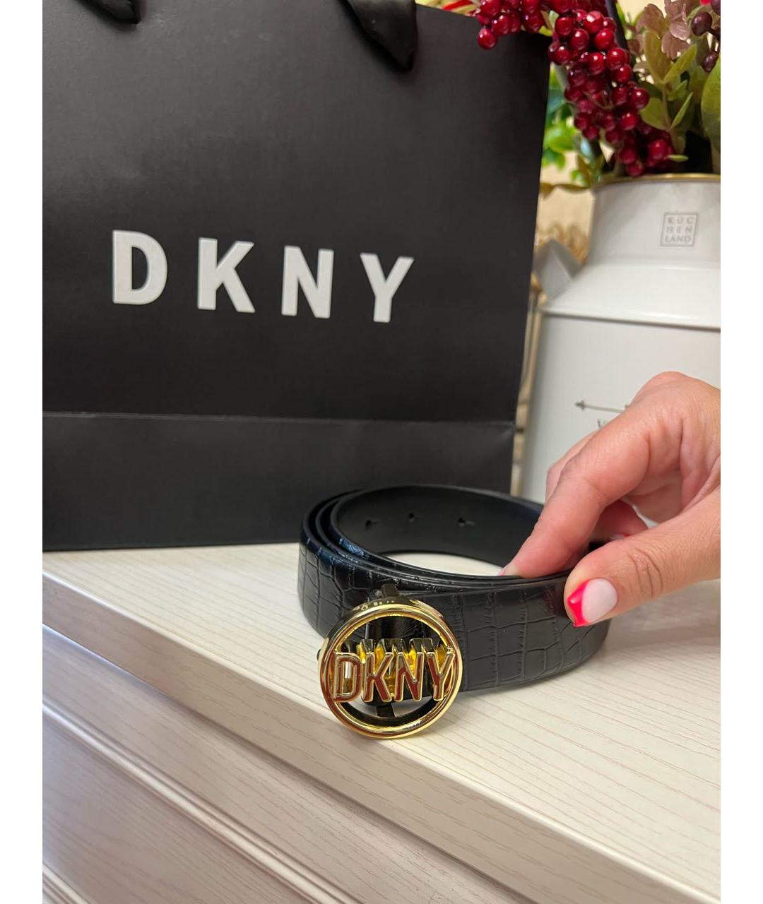 DKNY Черный кожаный ремень, фото 5