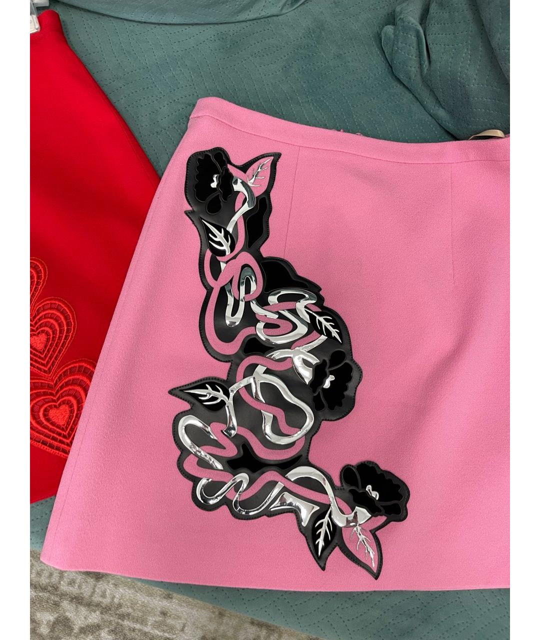 CHRISTOPHER KANE Розовая шерстяная юбка мини, фото 7