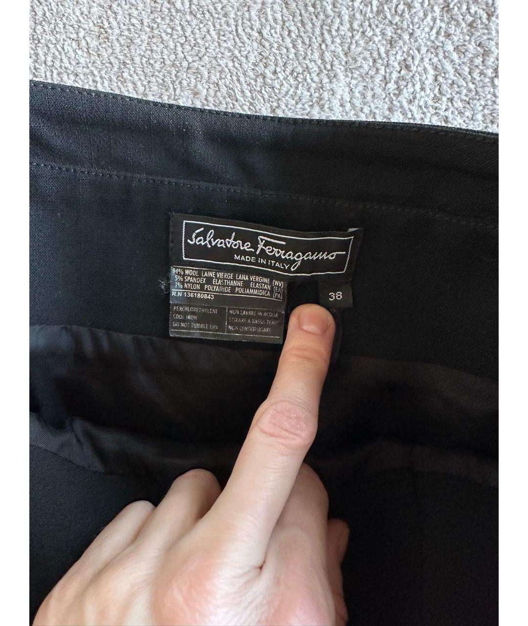 FERRAGAMO Черная шерстяная юбка мини, фото 4