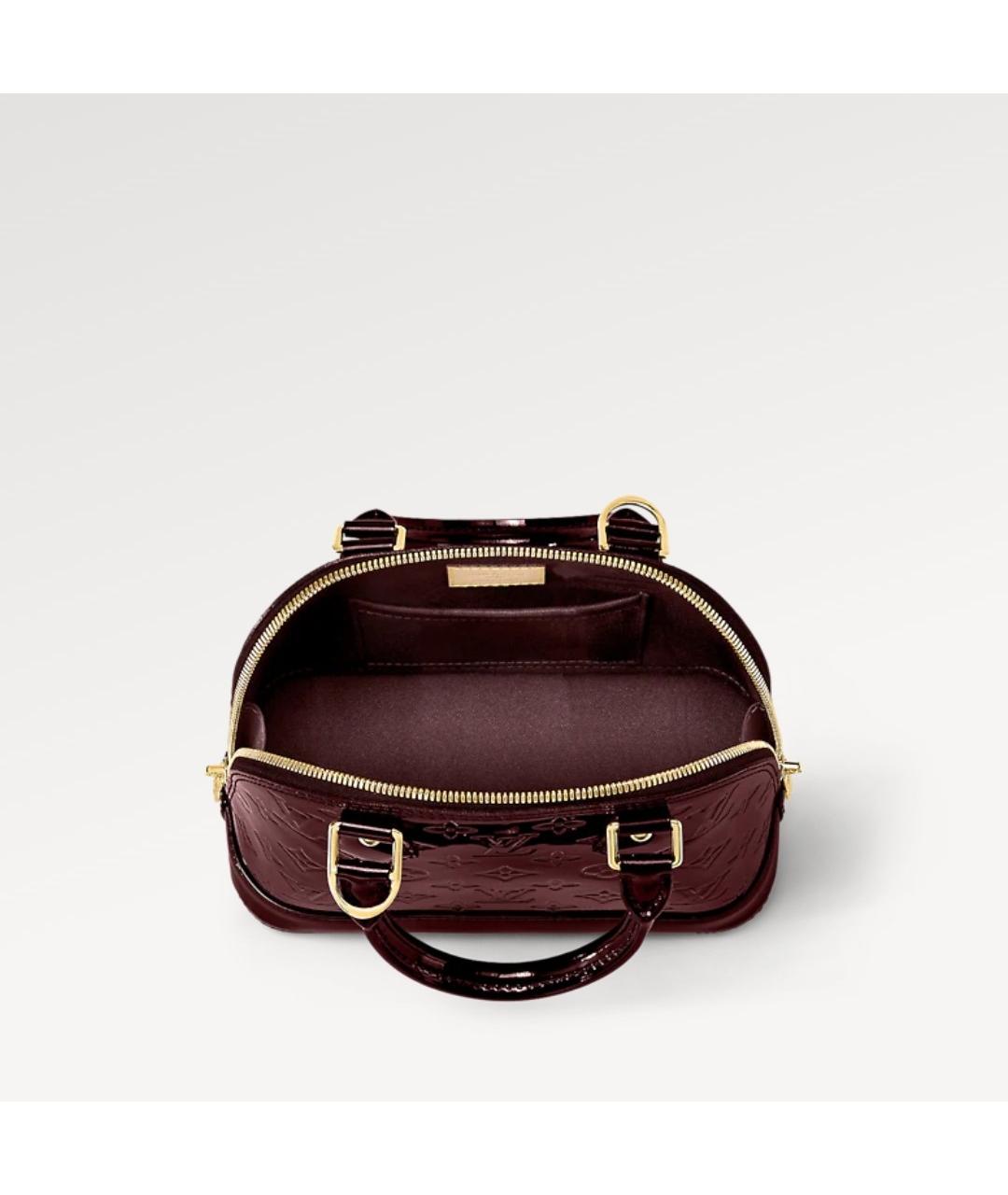 LOUIS VUITTON Бордовая кожаная сумка с короткими ручками, фото 3