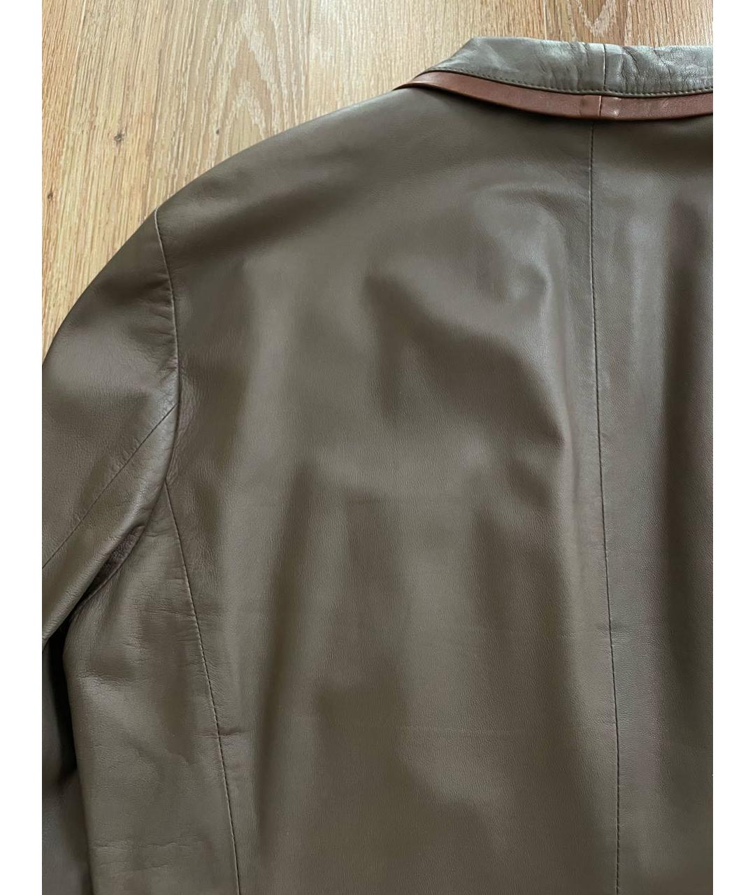 GIORGIO ARMANI Бежевый кожаный жакет/пиджак, фото 5