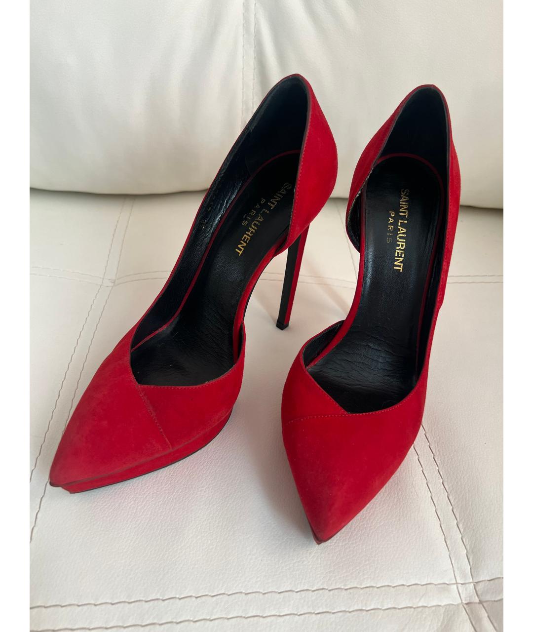 SAINT LAURENT Красные замшевые туфли, фото 2