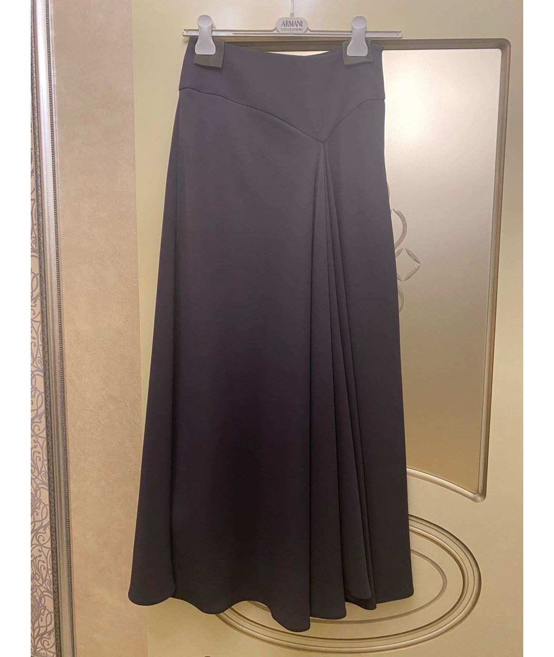 ARMANI COLLEZIONI Черная хлопко-эластановая юбка макси, фото 8
