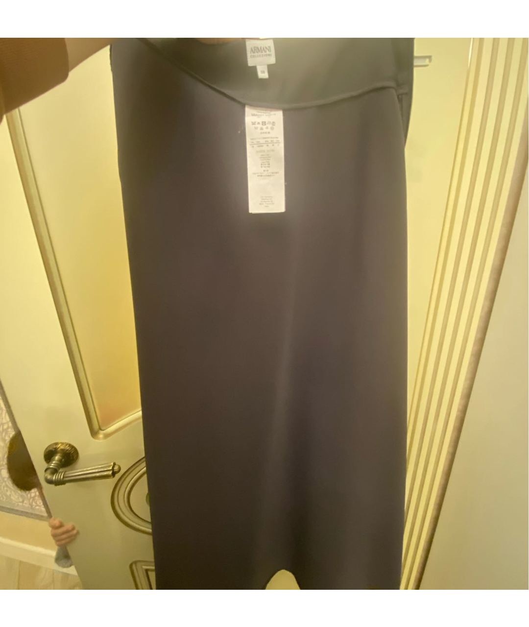 ARMANI COLLEZIONI Черная хлопко-эластановая юбка макси, фото 7