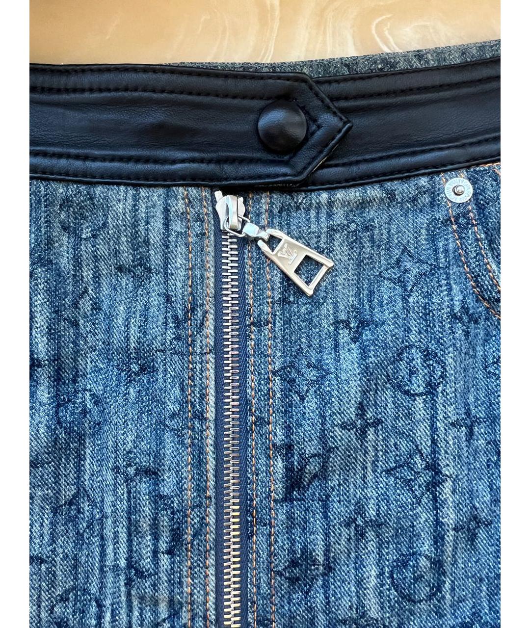 LOUIS VUITTON PRE-OWNED Синяя хлопковая юбка мини, фото 6