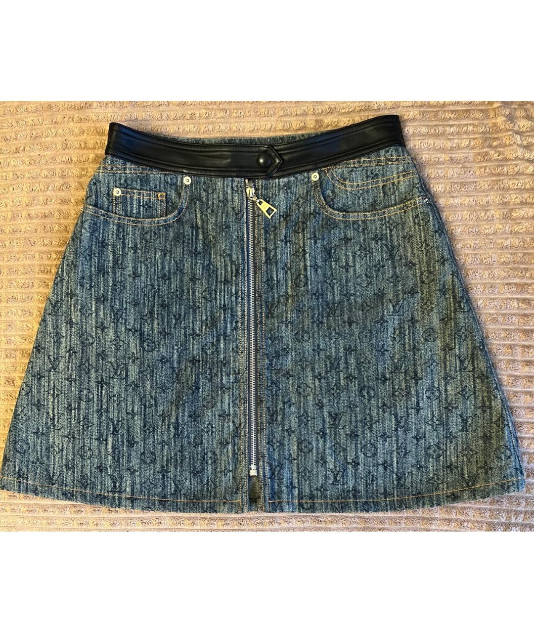LOUIS VUITTON PRE-OWNED Синяя хлопковая юбка мини, фото 9