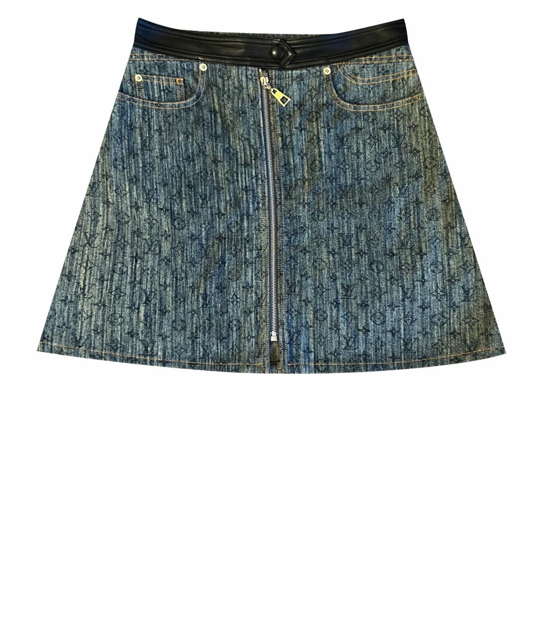LOUIS VUITTON PRE-OWNED Синяя хлопковая юбка мини, фото 1
