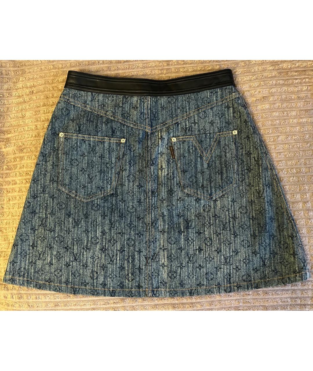 LOUIS VUITTON PRE-OWNED Синяя хлопковая юбка мини, фото 2