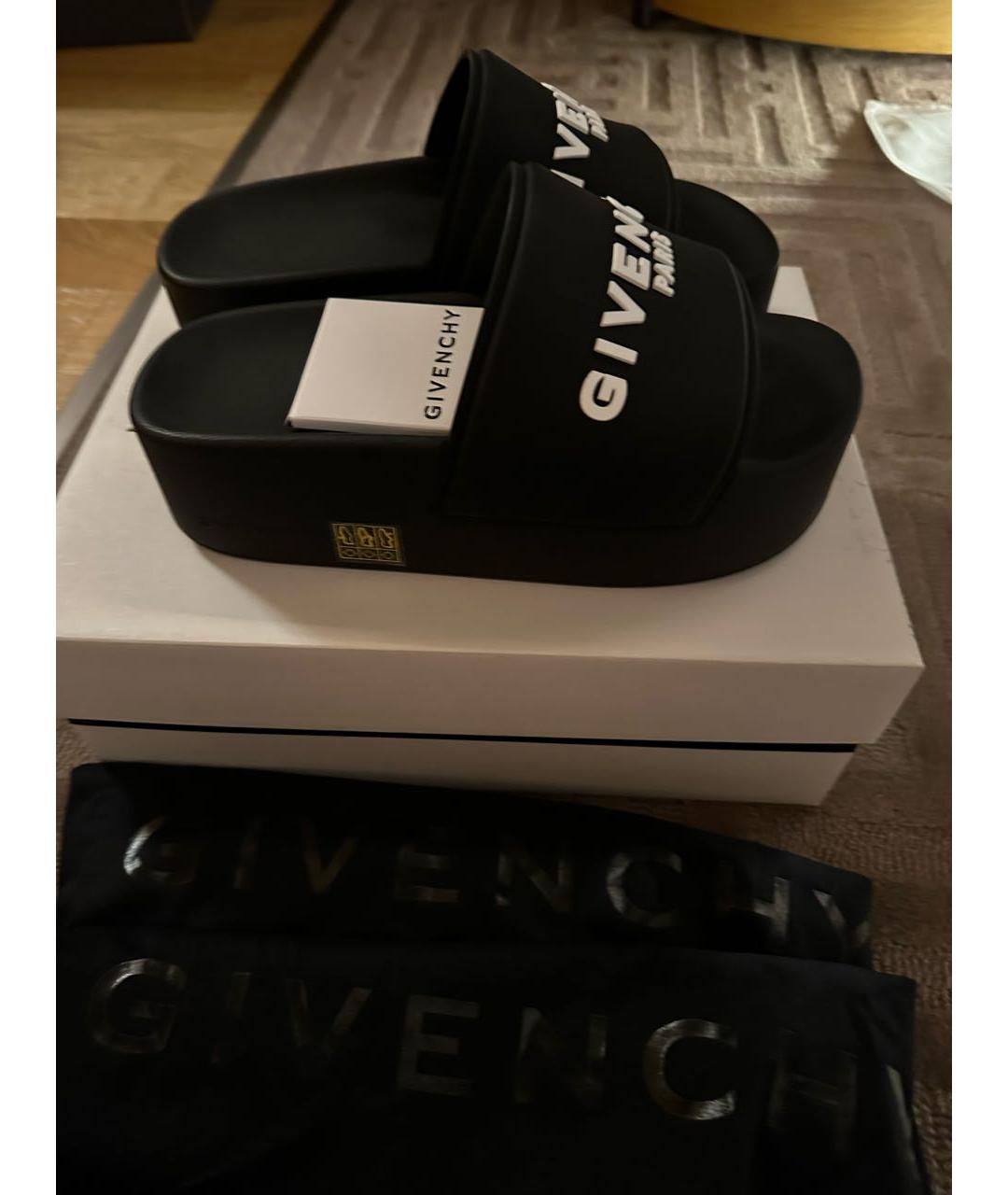 GIVENCHY Черные резиновые шлепанцы, фото 6