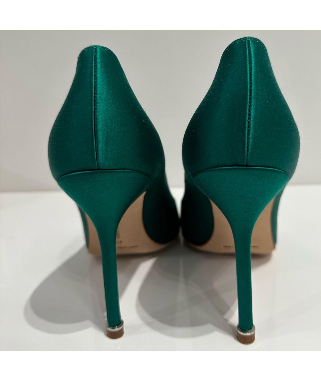 MANOLO BLAHNIK Зеленые текстильные туфли, фото 4