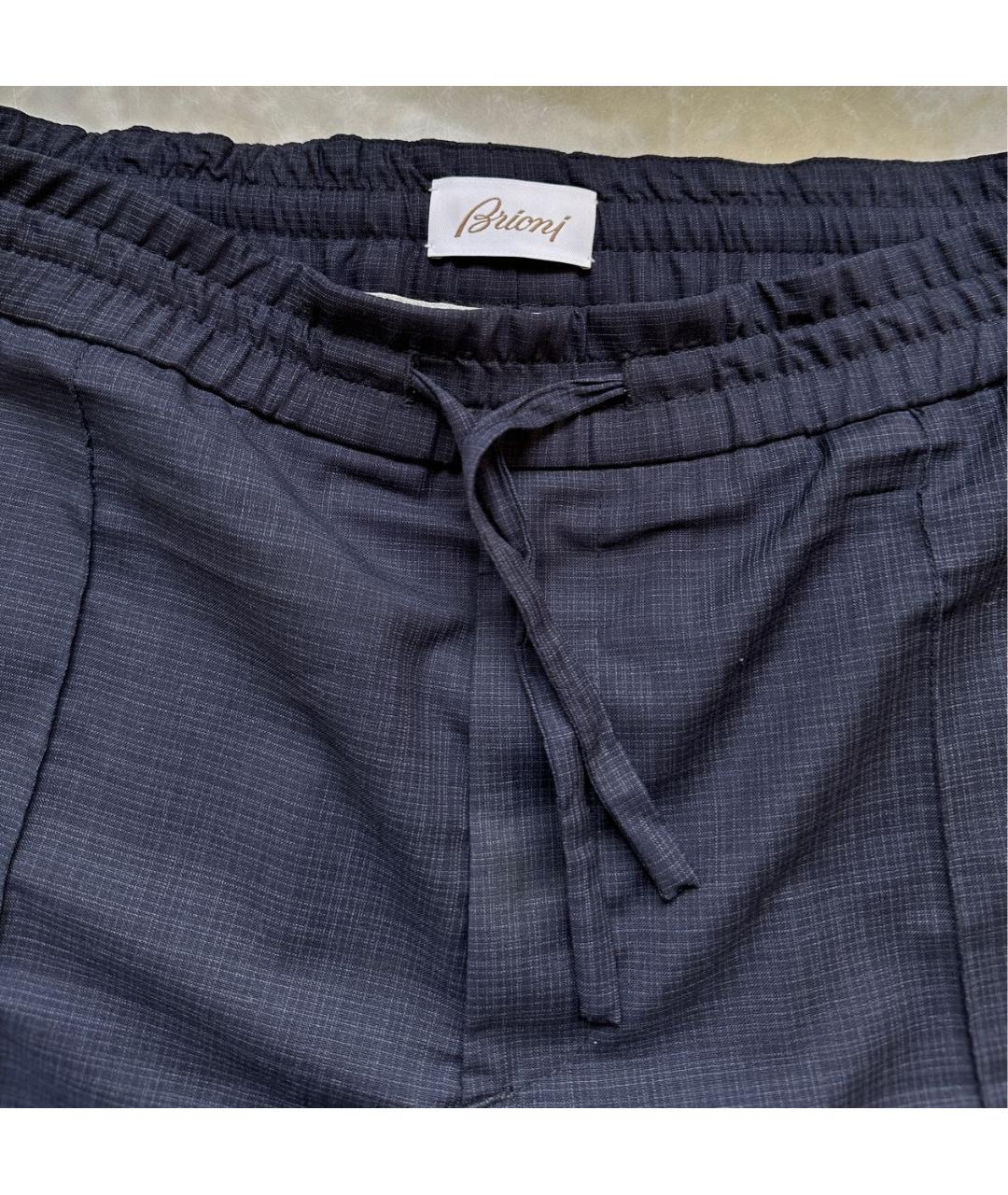 BRIONI Темно-синие шерстяные повседневные брюки, фото 5