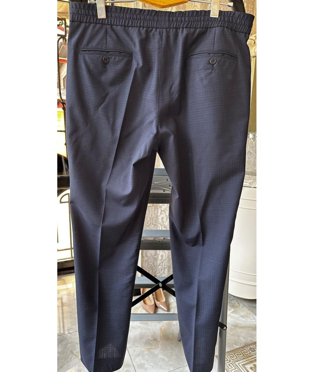 BRIONI Темно-синие шерстяные повседневные брюки, фото 2