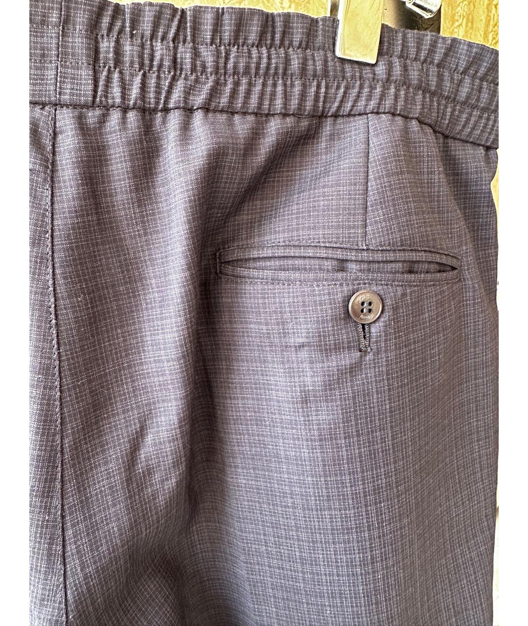 BRIONI Темно-синие шерстяные повседневные брюки, фото 4