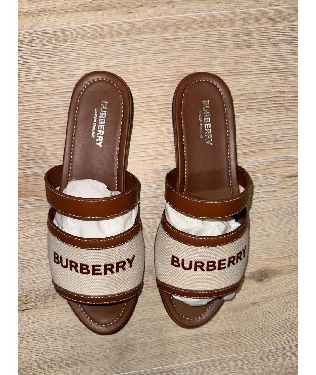 BURBERRY Коричневые кожаные сандалии, фото 3