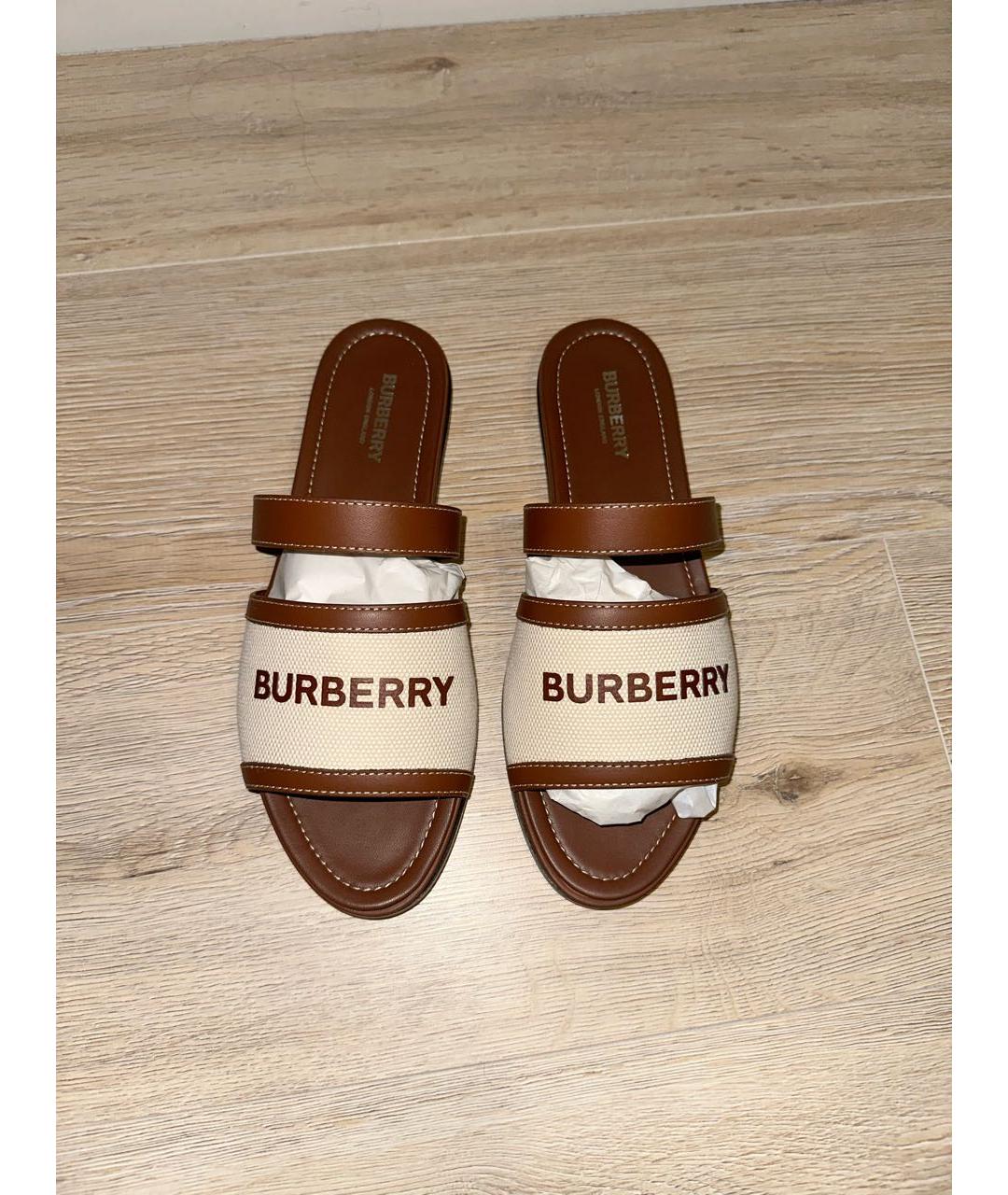 BURBERRY Коричневые кожаные сандалии, фото 2