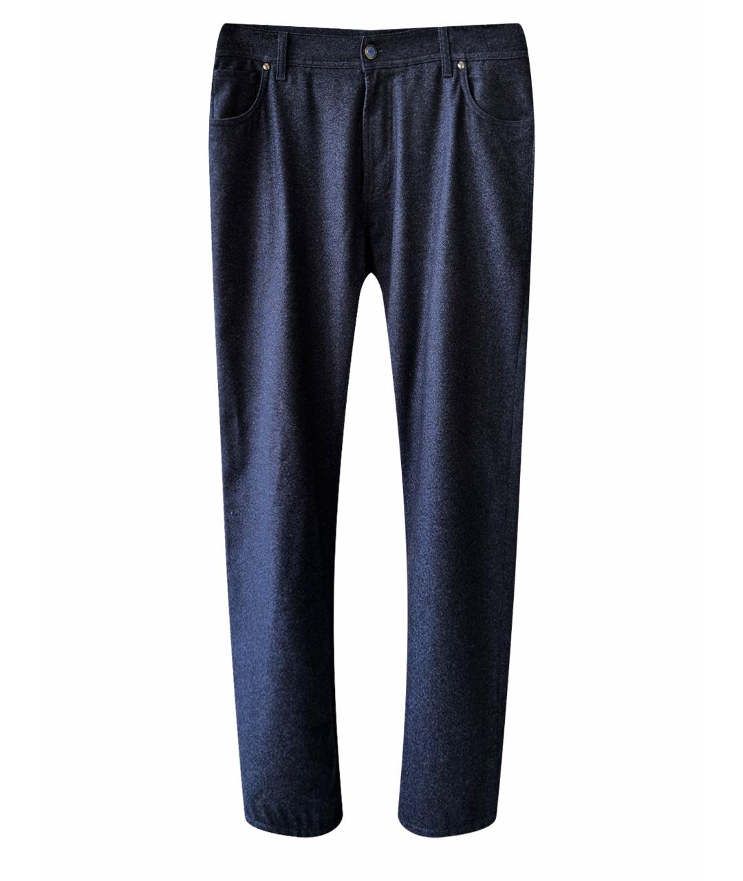 Cesare Attolini Темно-синие шерстяные повседневные брюки, фото 1
