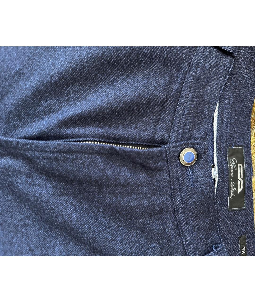 Cesare Attolini Темно-синие шерстяные повседневные брюки, фото 8