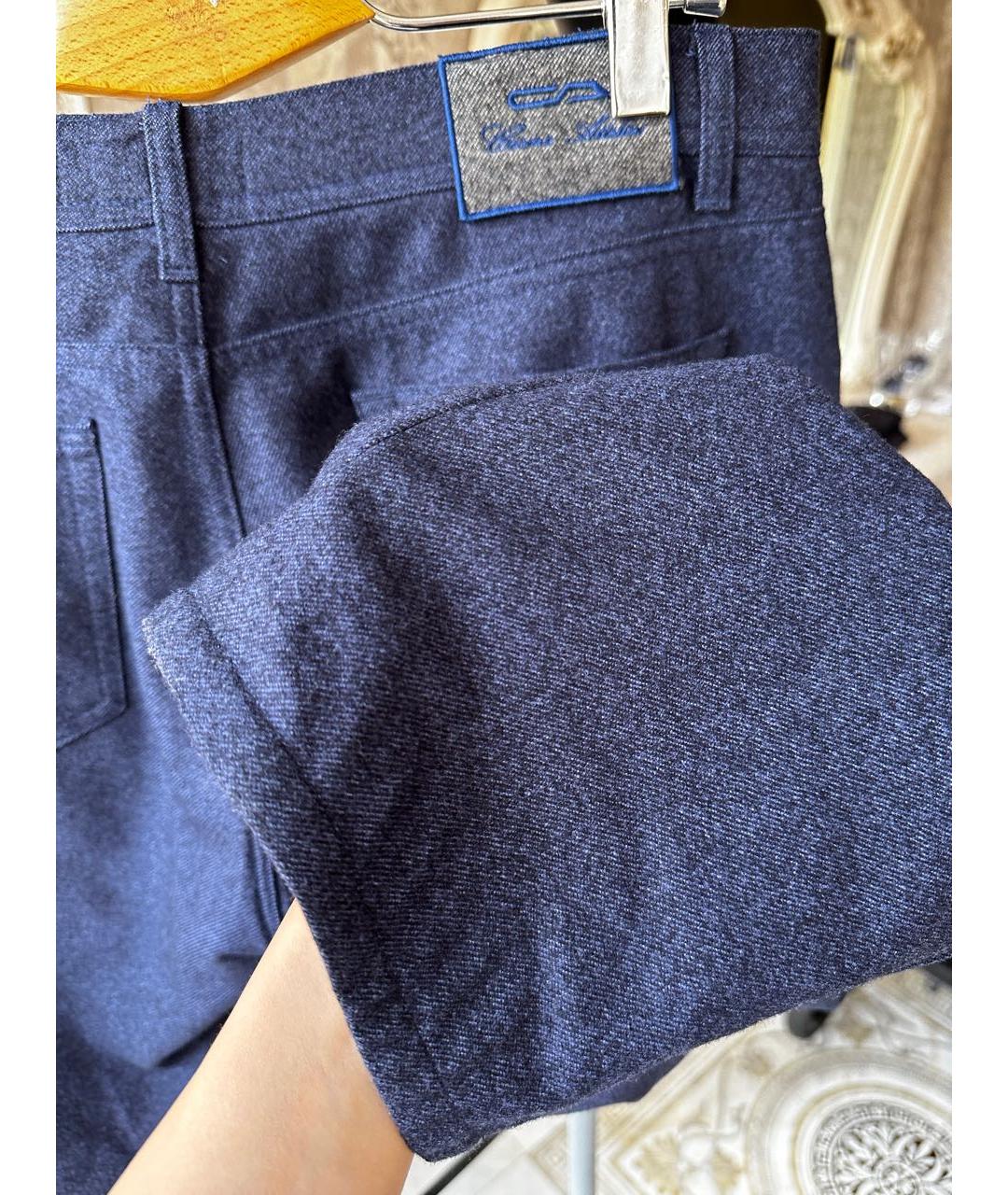 Cesare Attolini Темно-синие шерстяные повседневные брюки, фото 6