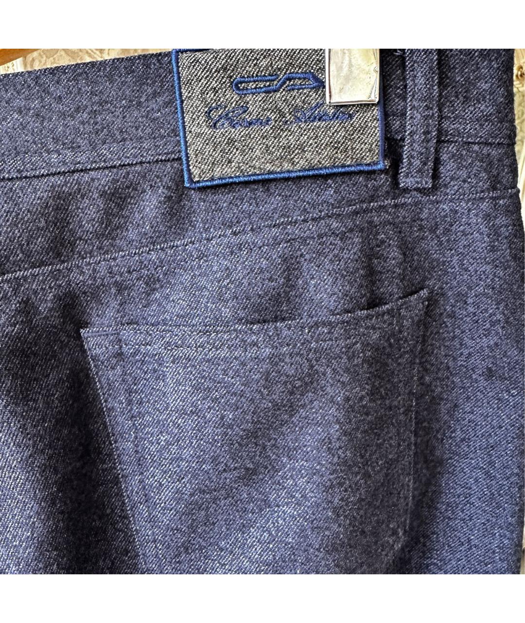 Cesare Attolini Темно-синие шерстяные повседневные брюки, фото 4